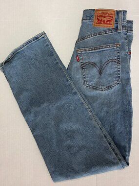 Levi's Ribcage Straight Ankle Jeans Button Fly - W27 L32 - Light Wash